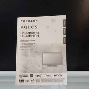 Sharp Aquos LC-40E67UN LC-40E77UN TV Operation Manual